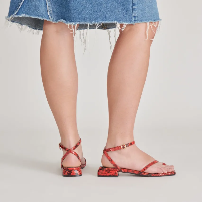 LEXI SANDALS RED SNAKE EMBOSSED^Dolce Vita Discount