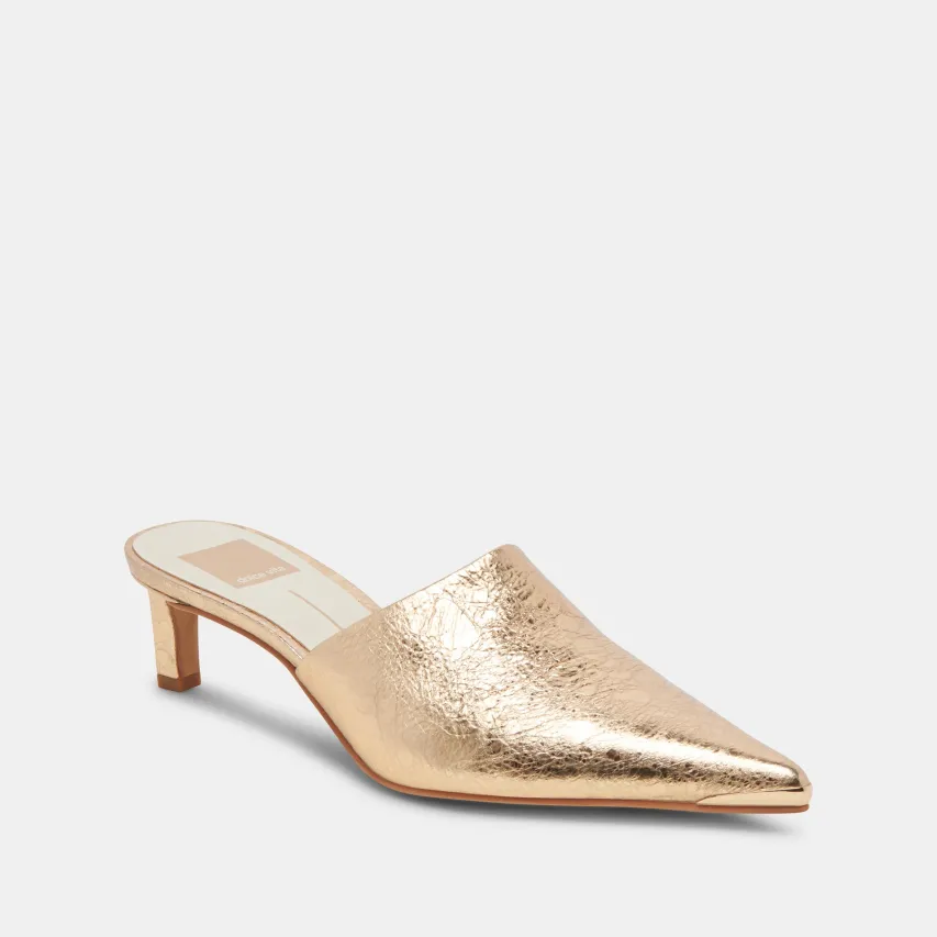 LEXY HEELS GOLD DISTRESSED LEATHER^Dolce Vita Outlet