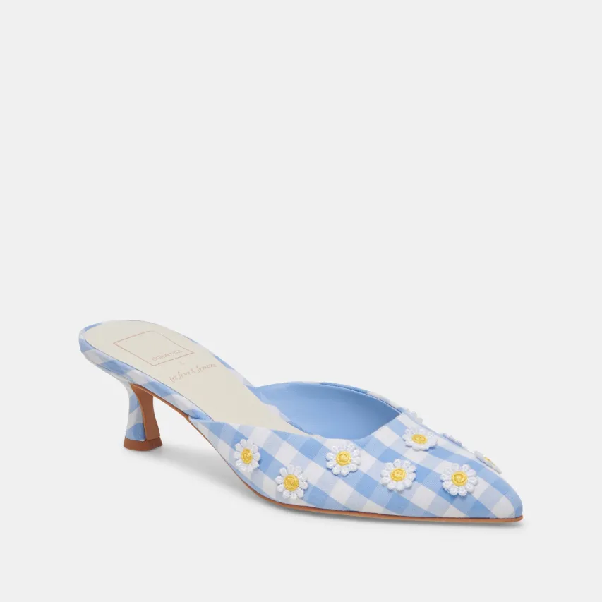 LILOU HEELS WHITE BLUE GINGHAM^Dolce Vita Hot