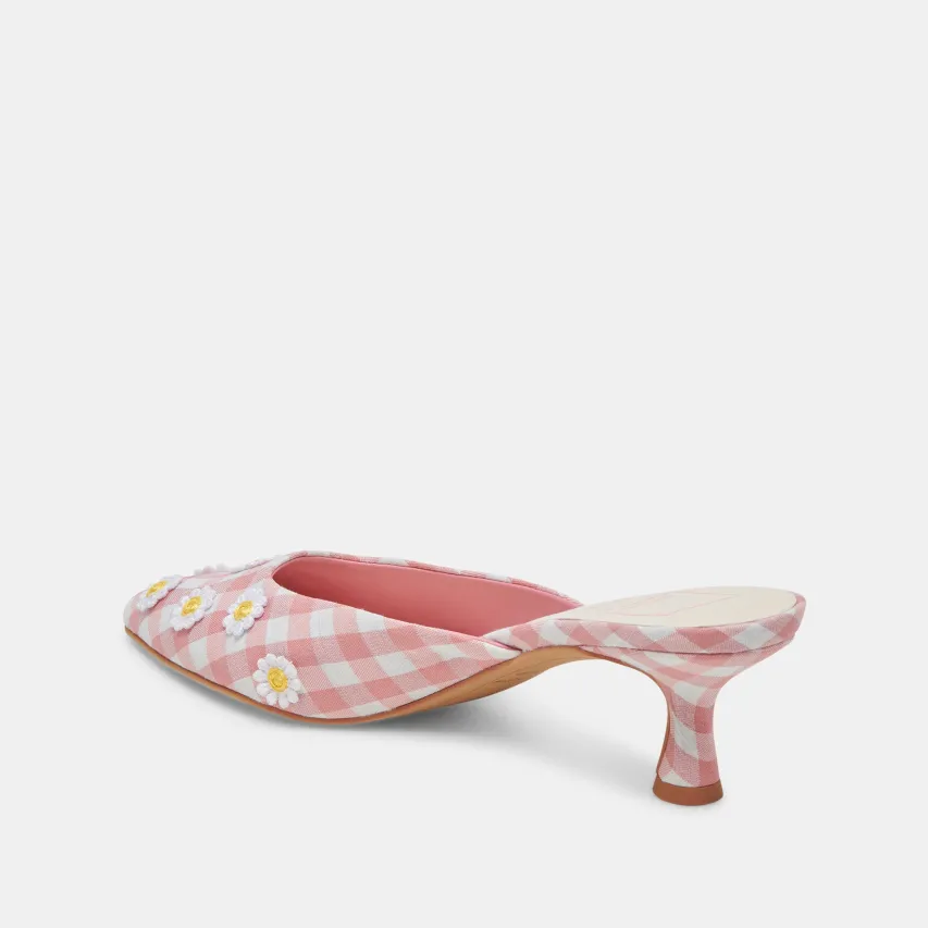 LILOU HEELS WHITE PINK GINGHAM^Dolce Vita Fashion