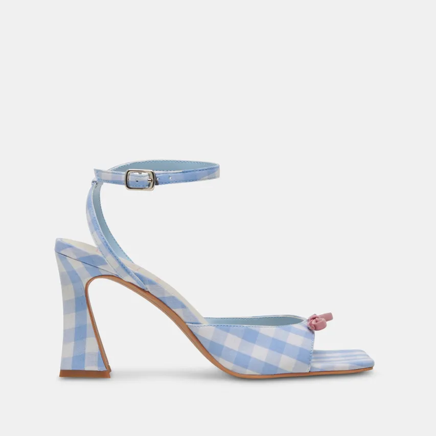 LOISE HEELS WHITE BLUE GINGHAM^Dolce Vita Hot