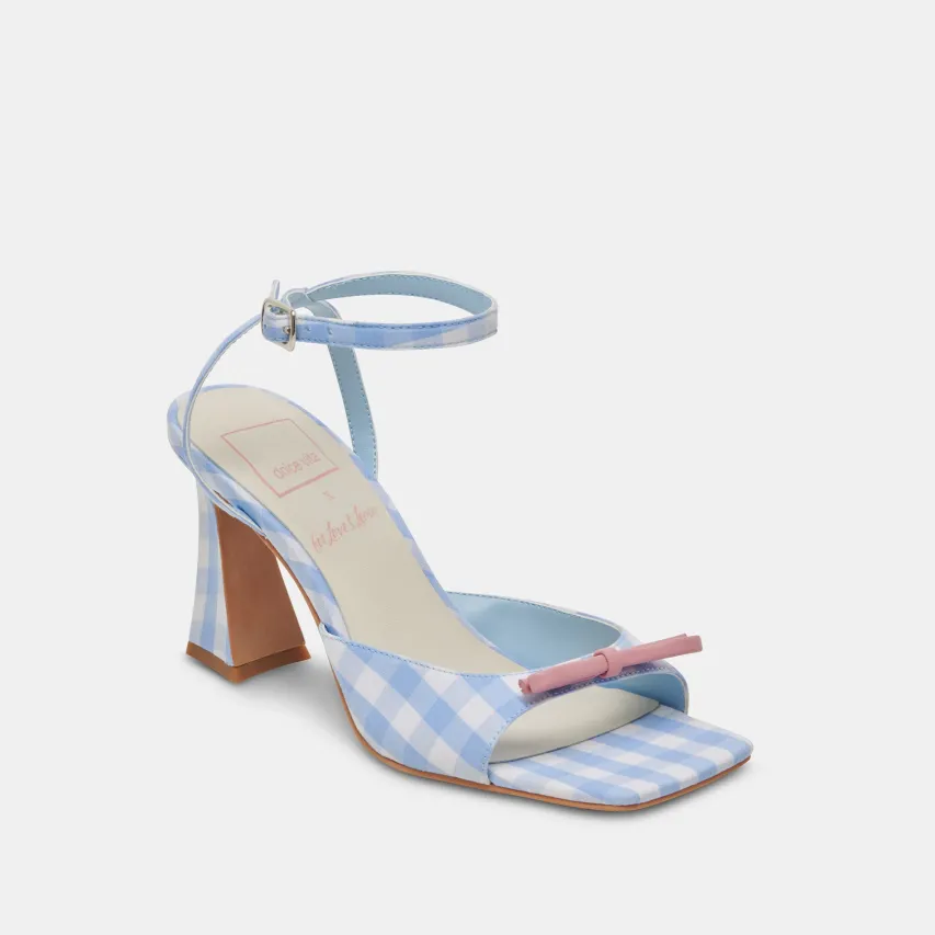LOISE HEELS WHITE BLUE GINGHAM^Dolce Vita Hot