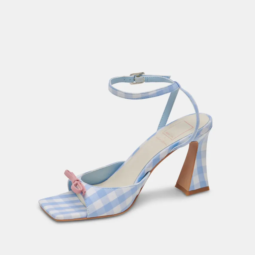 LOISE HEELS WHITE BLUE GINGHAM^Dolce Vita Hot