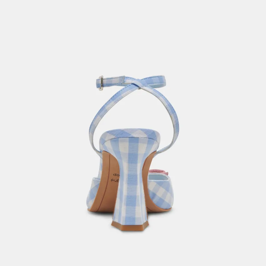 LOISE HEELS WHITE BLUE GINGHAM^Dolce Vita Hot