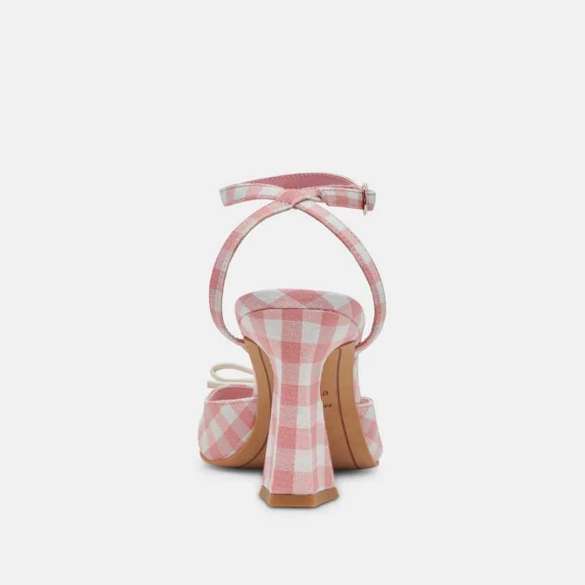 LOISE HEELS WHITE PINK GINGHAM^Dolce Vita Hot