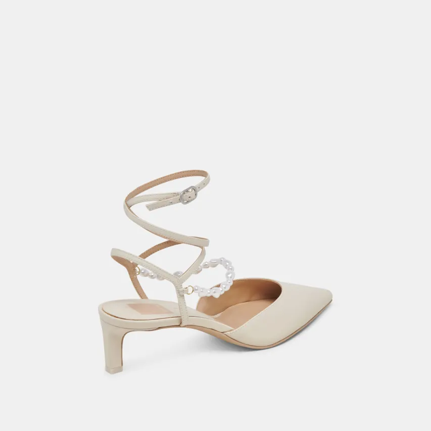LOKLYN PEARL HEELS VANILLA LEATHER^Dolce Vita Outlet