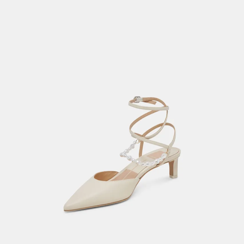 LOKLYN PEARL HEELS VANILLA LEATHER^Dolce Vita Outlet