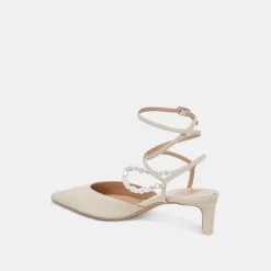 LOKLYN PEARL HEELS VANILLA LEATHER^Dolce Vita Outlet