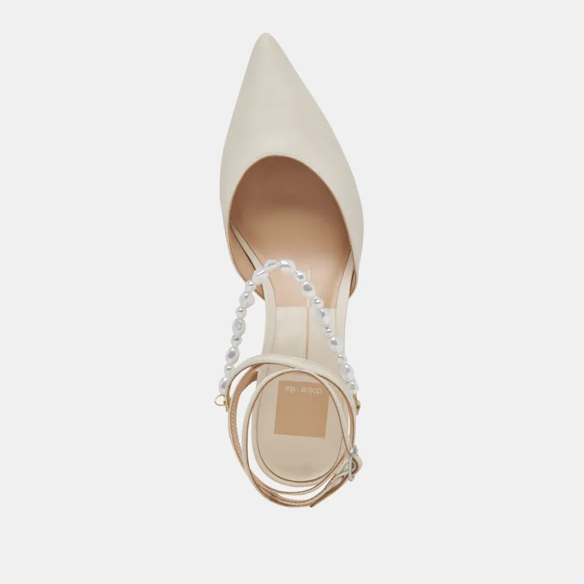 LOKLYN PEARL HEELS VANILLA LEATHER^Dolce Vita Outlet