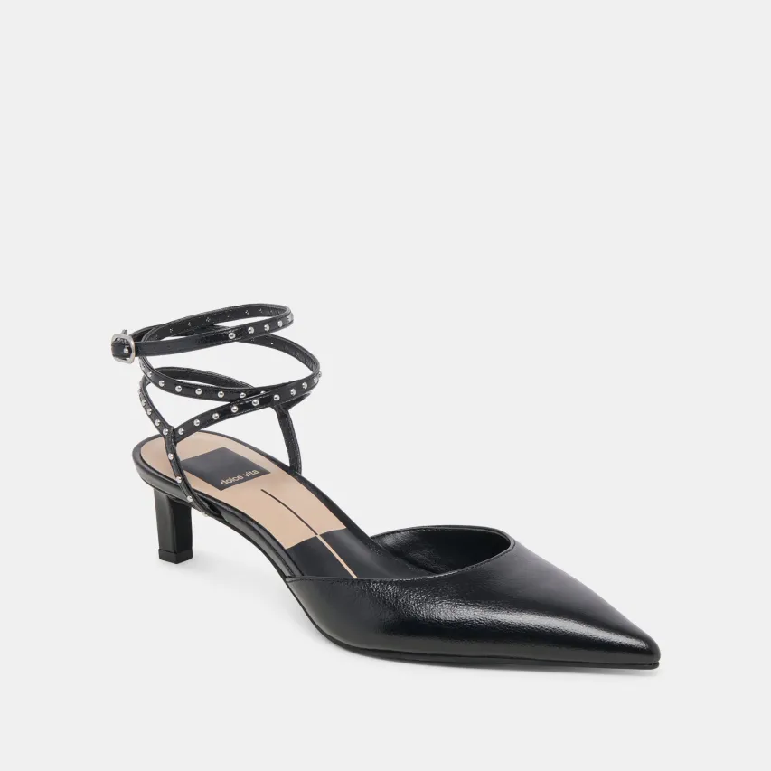 LOKLYN STUD HEELS MIDNIGHT CRINKLE PATENT^Dolce Vita New