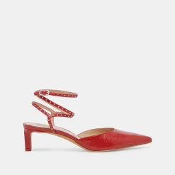 LOKLYN STUD HEELS RED CRINKLE PATENT^Dolce Vita Clearance