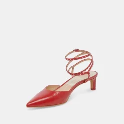 LOKLYN STUD HEELS RED CRINKLE PATENT^Dolce Vita Clearance