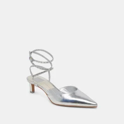LOKLYN STUD HEELS SILVER CRINKLE PATENT^Dolce Vita Best