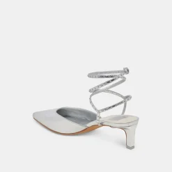 LOKLYN STUD HEELS SILVER CRINKLE PATENT^Dolce Vita Best