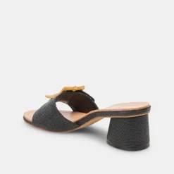 LUCEY WIDE HEELS BLACK RAFFIA^Dolce Vita New