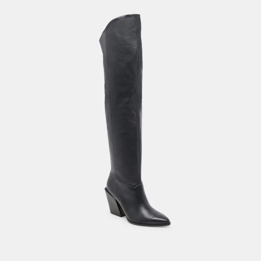 LUPIN WIDE CALF BOOTS BLACK LEATHER^Dolce Vita Online