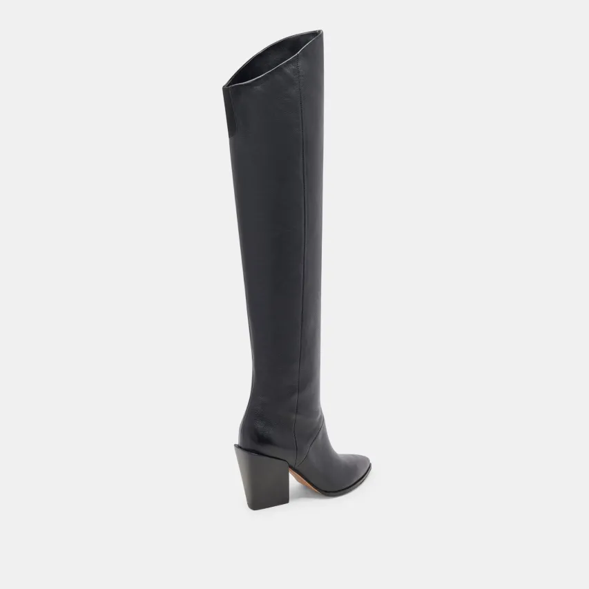 LUPIN WIDE CALF BOOTS BLACK LEATHER^Dolce Vita Online