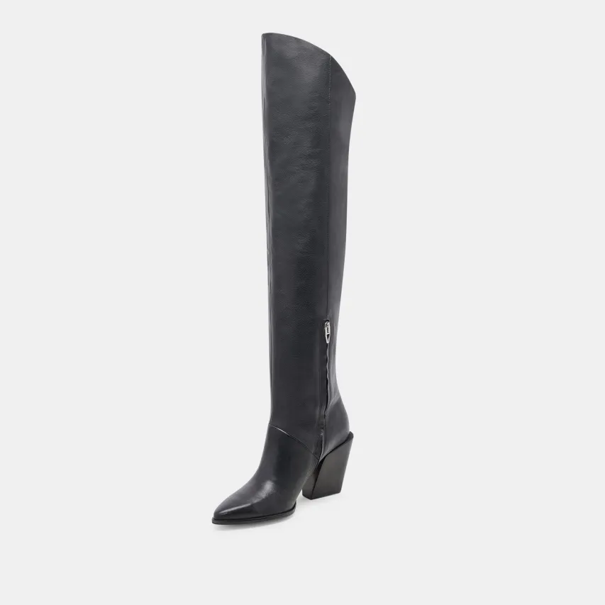 LUPIN WIDE CALF BOOTS BLACK LEATHER^Dolce Vita Online