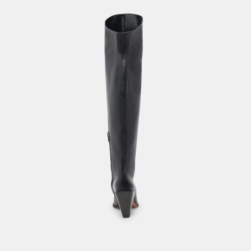 LUPIN WIDE CALF BOOTS BLACK LEATHER^Dolce Vita Online