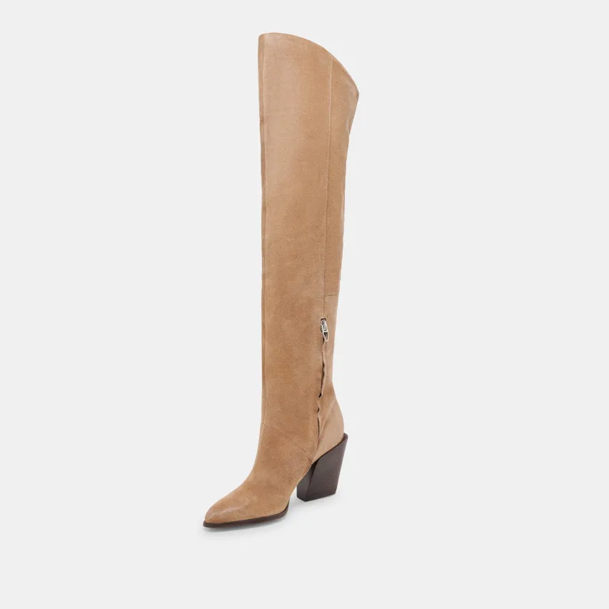 LUPIN WIDE CALF BOOTS MUSHROOM SUEDE^Dolce Vita New