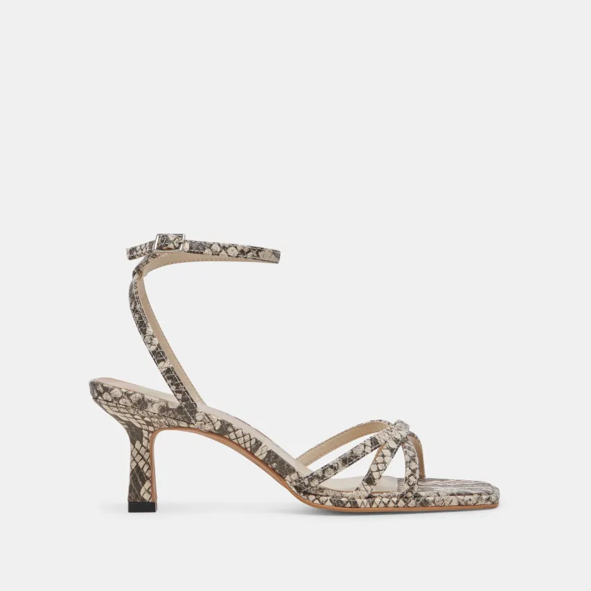 MANJI HEELS BLACK WHITE EMBOSSED SNAKE^Dolce Vita Online