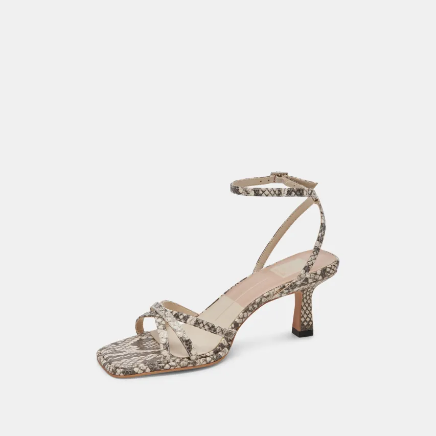 MANJI HEELS BLACK WHITE EMBOSSED SNAKE^Dolce Vita Online
