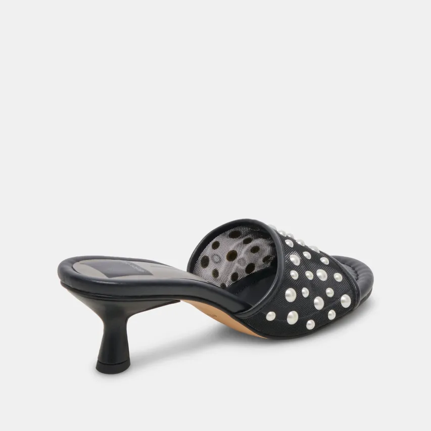 MEEZA PEARL HEELS ONYX MESH^Dolce Vita Hot
