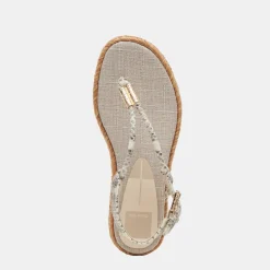 MERYL SANDALS GREY WHITE EMBOSSED LEATHER^Dolce Vita Clearance