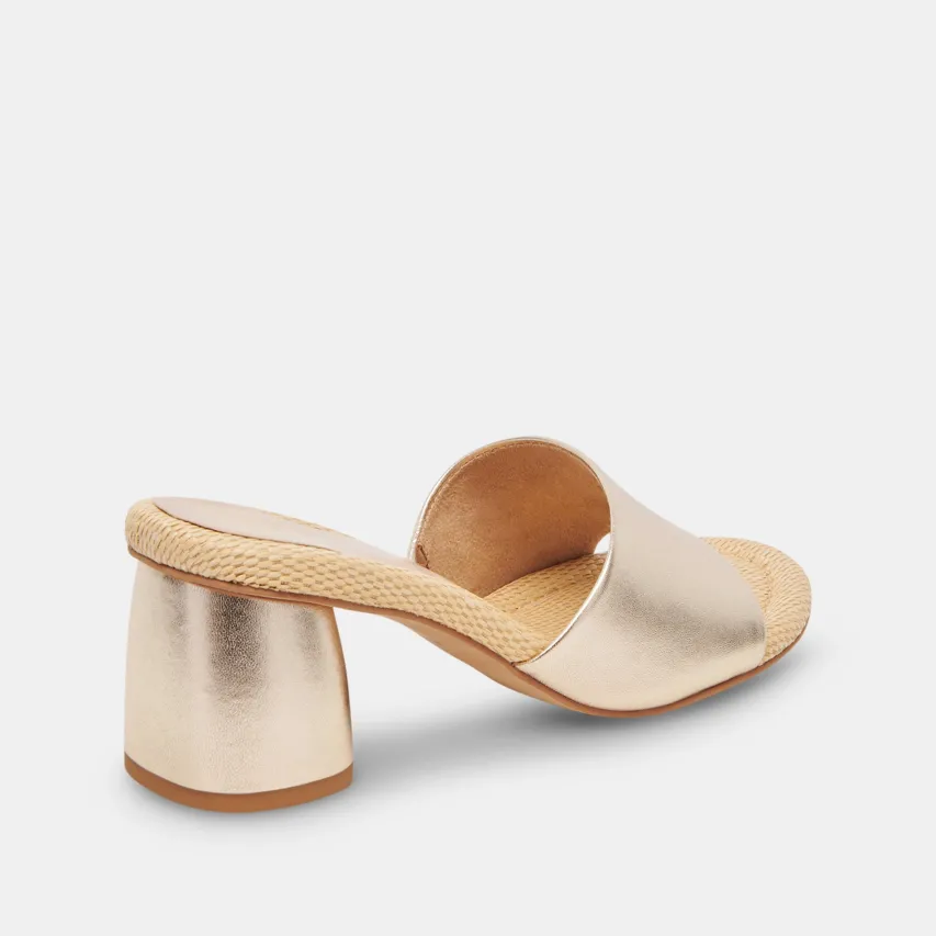 MINNY RAFFIA HEELS ROSE GOLD LEATHER^Dolce Vita Online