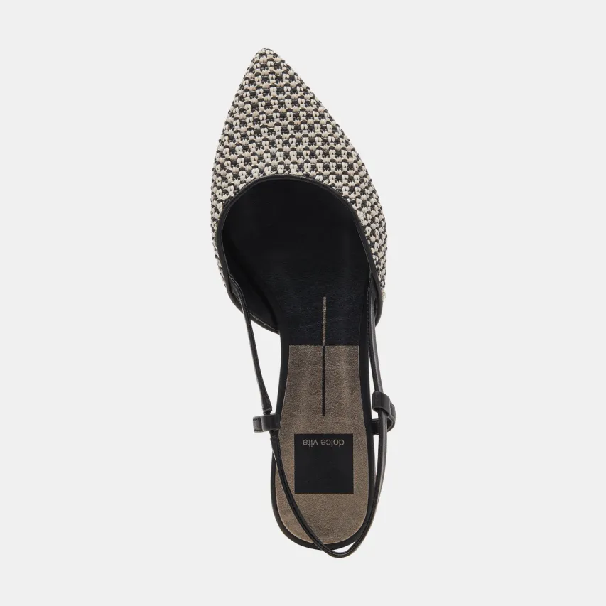 NARAH FLATS BLACK NATURAL RAFFIA^Dolce Vita Online