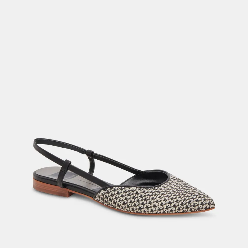 NARAH FLATS BLACK NATURAL RAFFIA^Dolce Vita Online