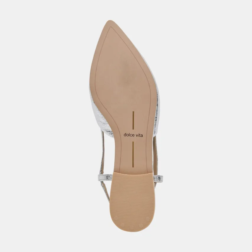 NARAH FLATS SILVER METALLIC LEATHER^Dolce Vita Best