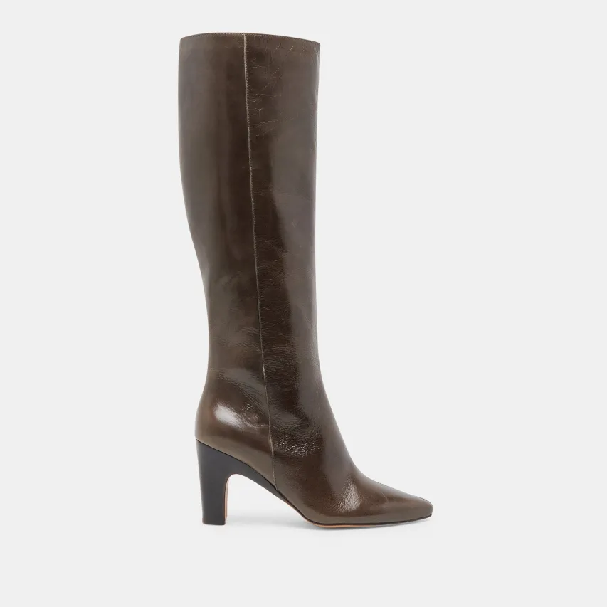 NELAS WIDE CALF BOOTS DARK OLIVE LEATHER^Dolce Vita Hot