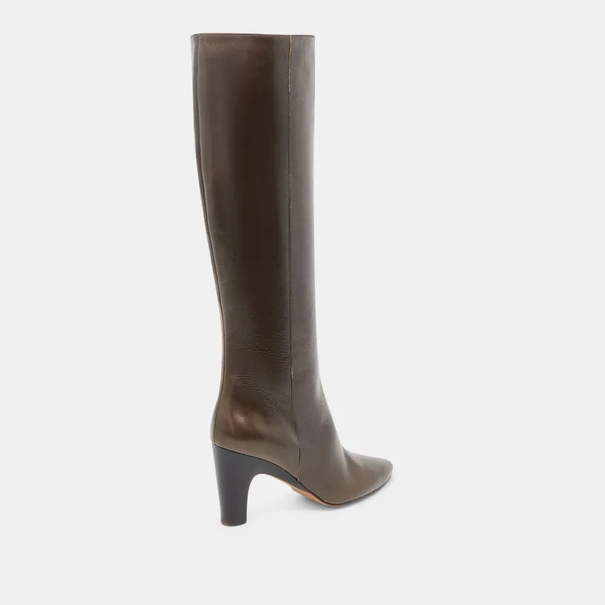 NELAS WIDE CALF BOOTS DARK OLIVE LEATHER^Dolce Vita Hot