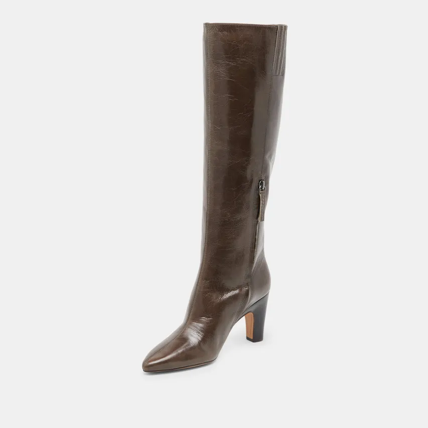 NELAS WIDE CALF BOOTS DARK OLIVE LEATHER^Dolce Vita Hot