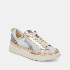NICONA SNEAKERS SILVER GOLD EMBOSSED LEATHER^Dolce Vita Best