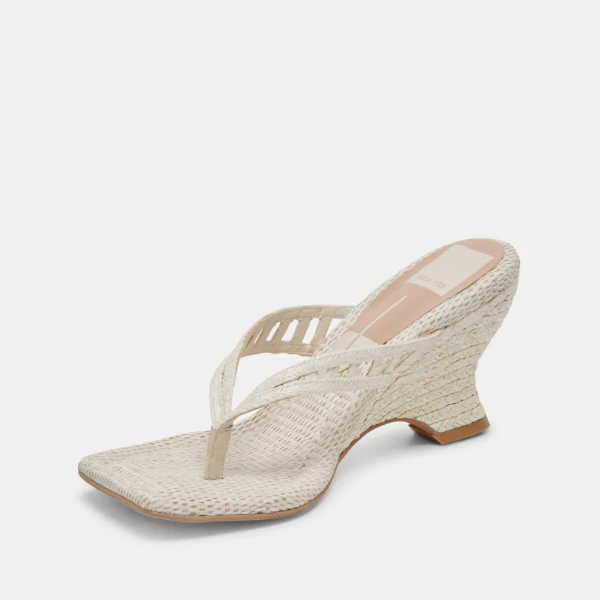 NULLAH WEDGES OATMEAL RAFFIA^Dolce Vita Online