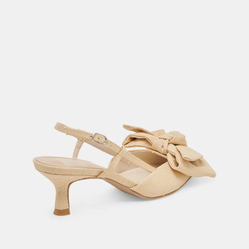 ODELA BOW HEELS NATURAL WOVEN RAFFIA^Dolce Vita Best