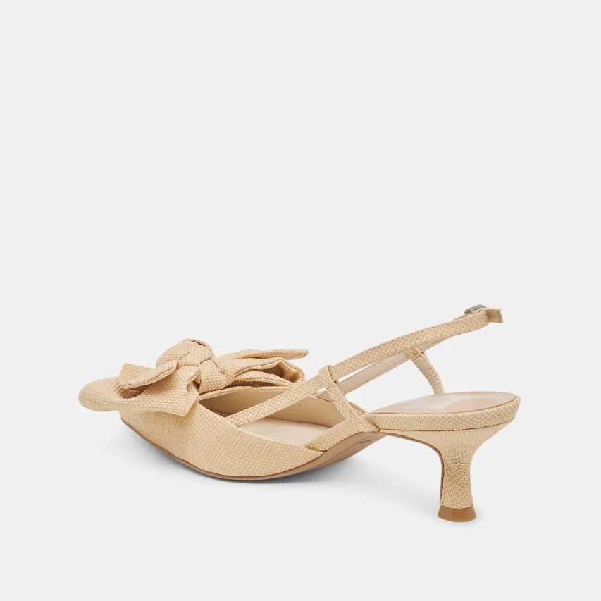 ODELA BOW HEELS NATURAL WOVEN RAFFIA^Dolce Vita Best