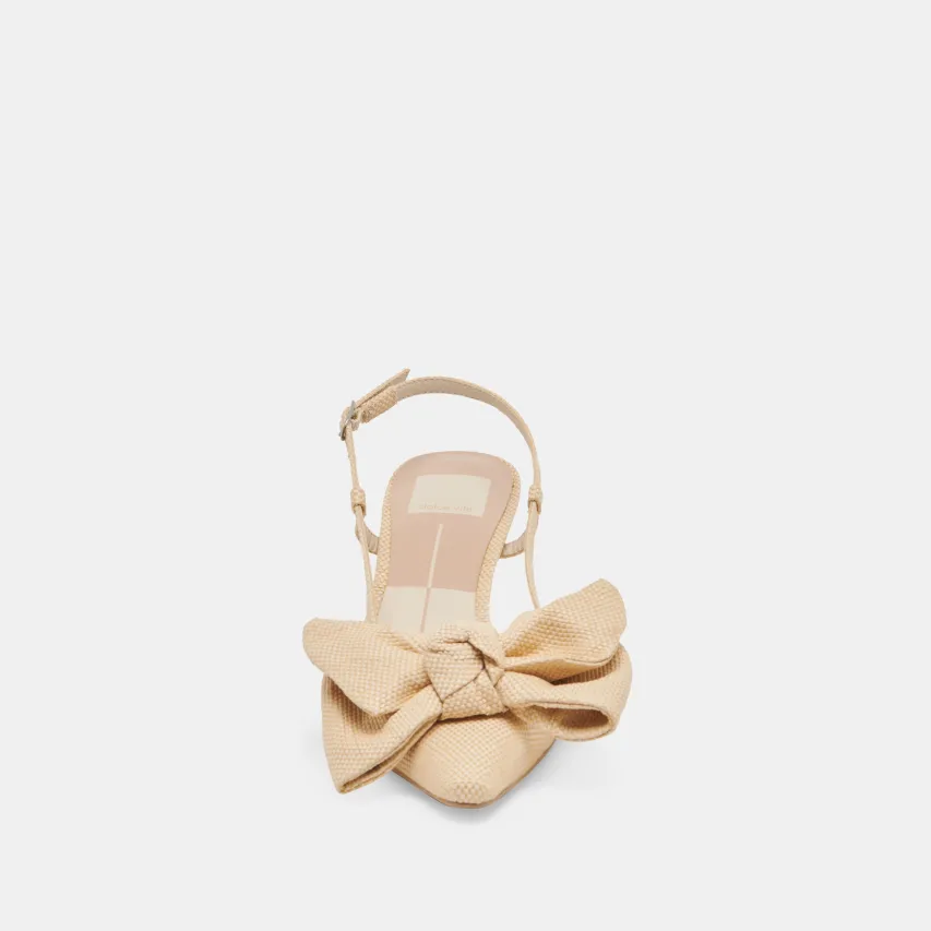 ODELA BOW HEELS NATURAL WOVEN RAFFIA^Dolce Vita Best