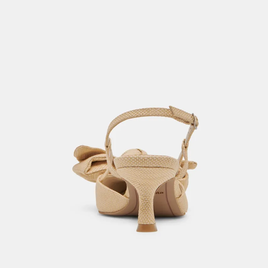 ODELA BOW HEELS NATURAL WOVEN RAFFIA^Dolce Vita Best