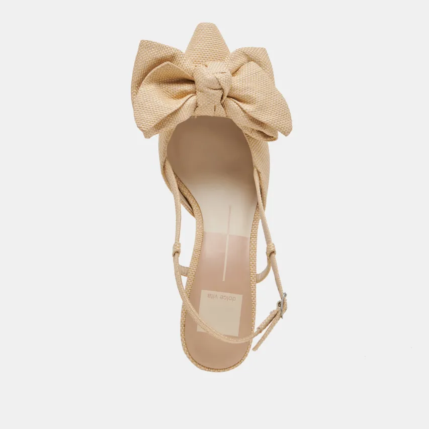 ODELA BOW HEELS NATURAL WOVEN RAFFIA^Dolce Vita Best