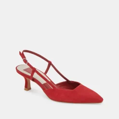 ODELA WIDE HEELS CRIMSON SUEDE^Dolce Vita Online