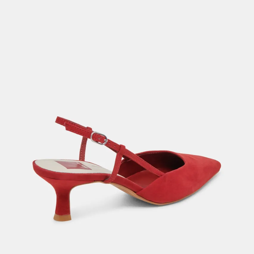 ODELA WIDE HEELS CRIMSON SUEDE^Dolce Vita Online
