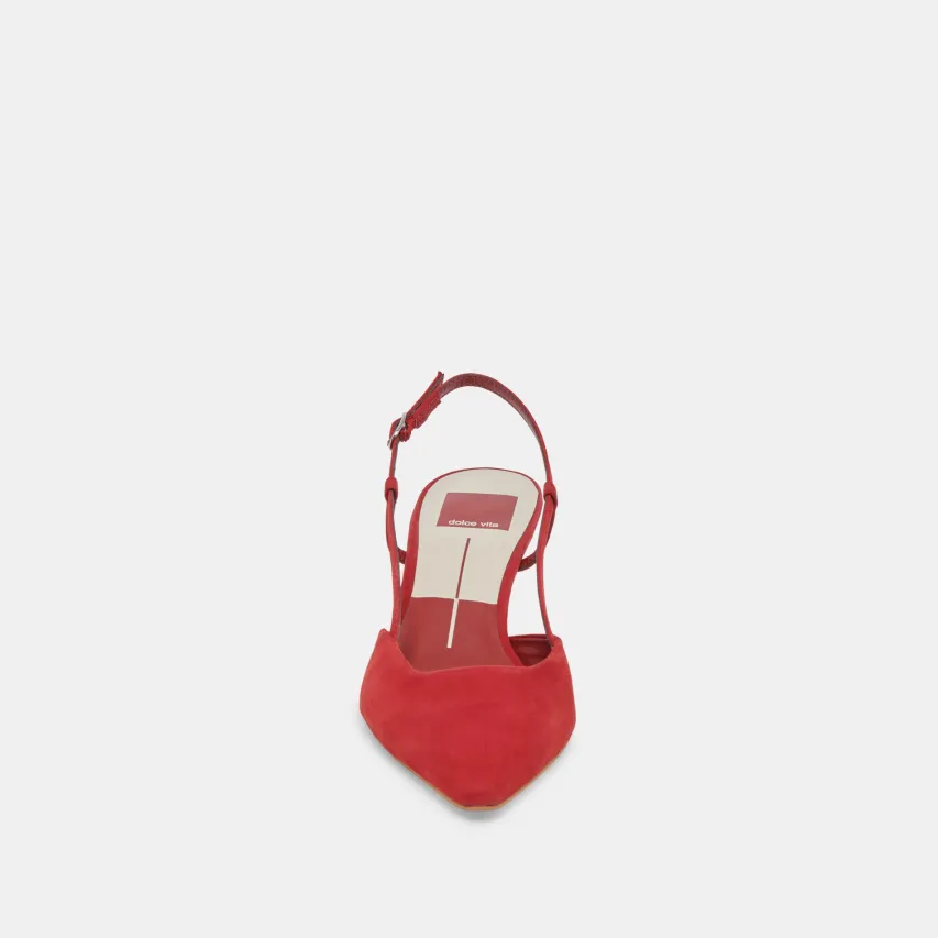 ODELA WIDE HEELS CRIMSON SUEDE^Dolce Vita Online