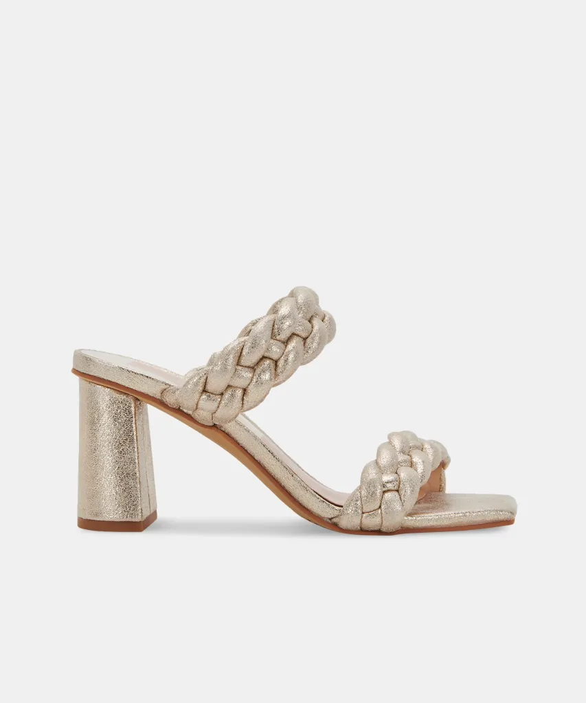PAILY HEELS LIGHT GOLD METALLIC STELLA SUEDE^Dolce Vita Clearance