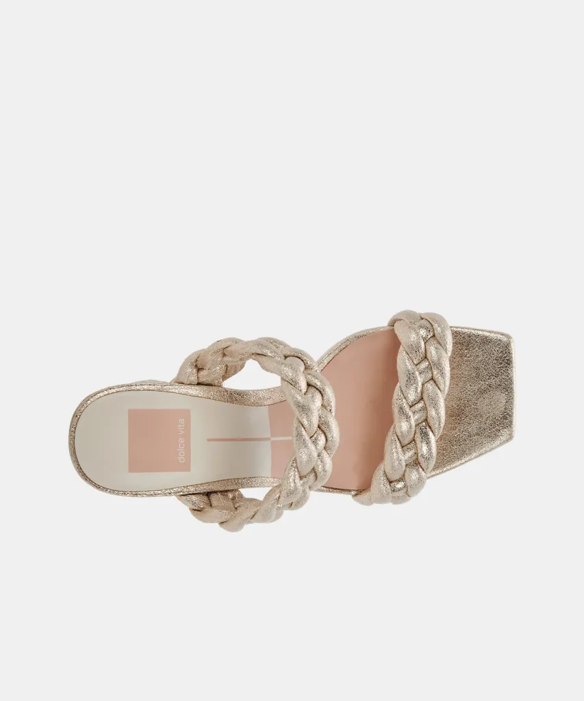 PAILY HEELS LIGHT GOLD METALLIC STELLA SUEDE^Dolce Vita Clearance