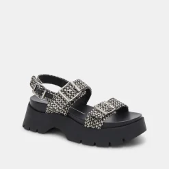 PALDA SANDALS BLACK WHITE RAFFIA^Dolce Vita Fashion