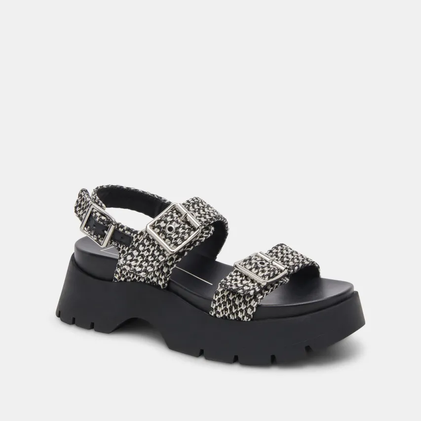 PALDA SANDALS BLACK WHITE RAFFIA^Dolce Vita Fashion