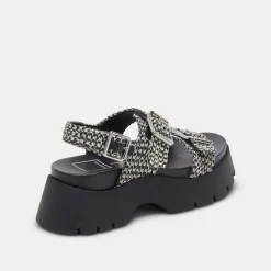 PALDA SANDALS BLACK WHITE RAFFIA^Dolce Vita Fashion